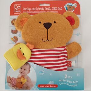 Baby Bath Mitt Set Kids Little Splashers Teddy and Duck Baby Shower Gift